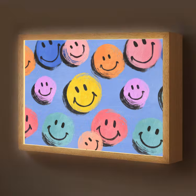 Smileys - Kleurrijk Light Box met batterij (Wandlamp kind) middel -z3d_website