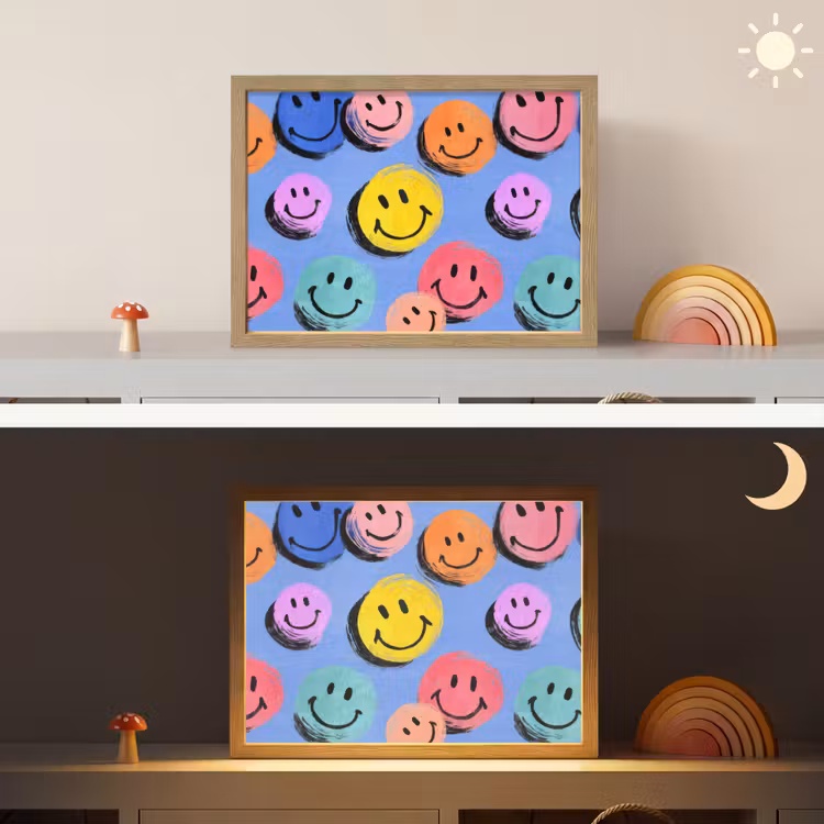 Smileys - Kleurrijk Light Box met batterij (Wandlamp kind) middel -sfeer3_kind