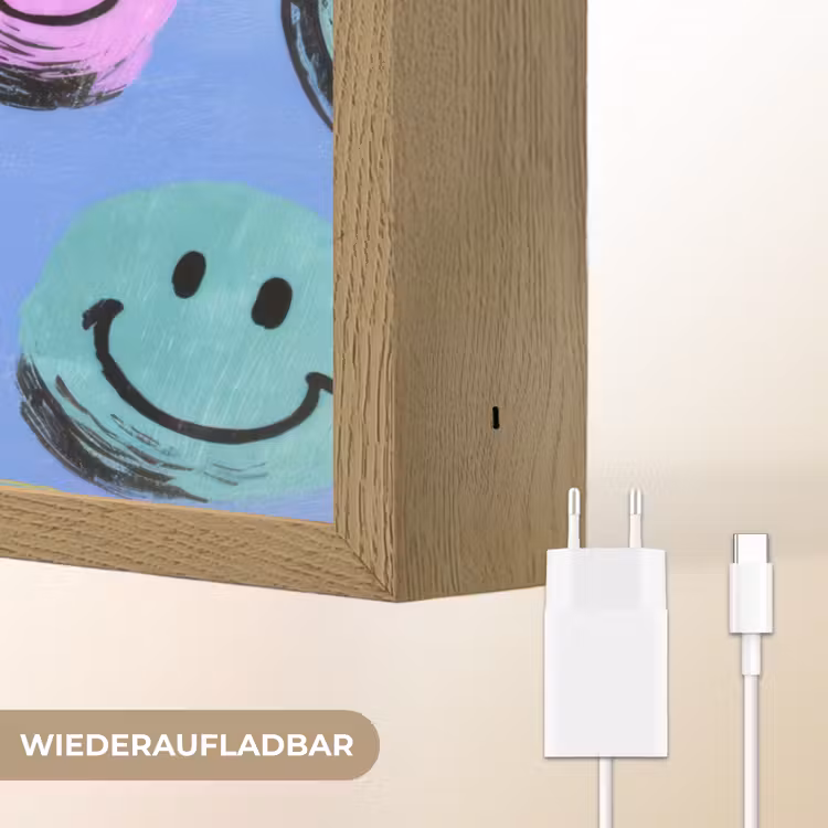 Smileys - Kleurrijk Light Box met batterij (Wandlamp kind) middel -USP_websiteoplaadbaarDE