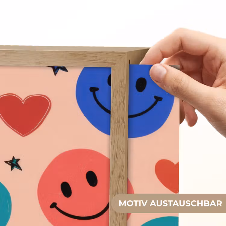 Smileys - Kleurrijk - Hartjes Light Box met batterij (Wandlamp kind) middel -USP_websiteprintDE