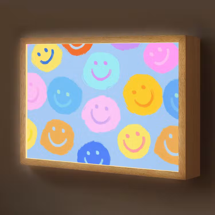 Smileys - Kleurrijk - Grappig Light Box met batterij (Wandlamp kind) middel -z3d_website