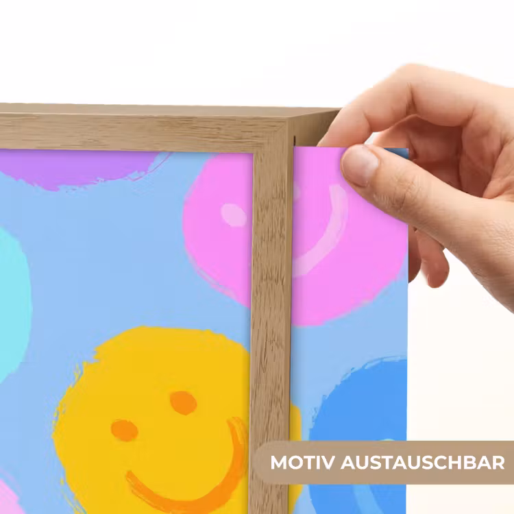 Smileys - Kleurrijk - Grappig Light Box met batterij (Wandlamp kind) middel -USP_websiteprintDE