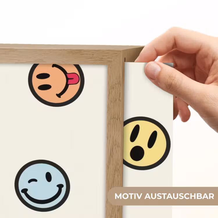 Smileys - Kleurrijk - Grappig Light Box met batterij (Wandlamp kind) middel -USP_websiteprintDE