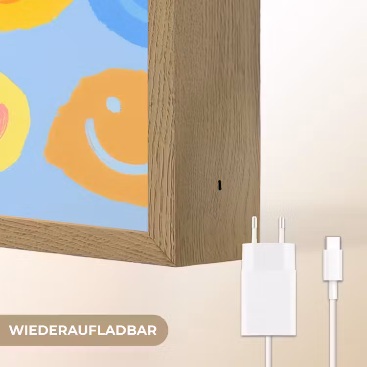 Smileys - Kleurrijk - Grappig Light Box met batterij (Wandlamp kind) middel -USP_websiteoplaadbaarDE