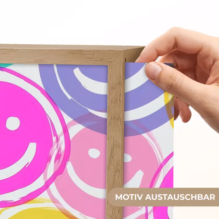 Smileys - Kleurrijk - Neon Light Box met batterij (Wandlamp kind) middel -USP_websiteprintDE