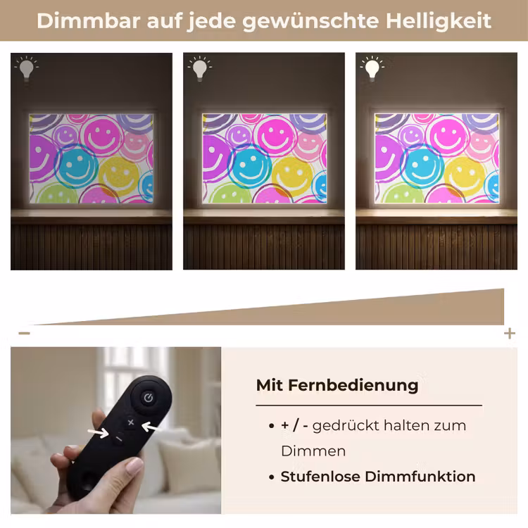 Smileys - Kleurrijk - Neon Light Box met batterij (Wandlamp kind) middel -USP_dimbaarDE