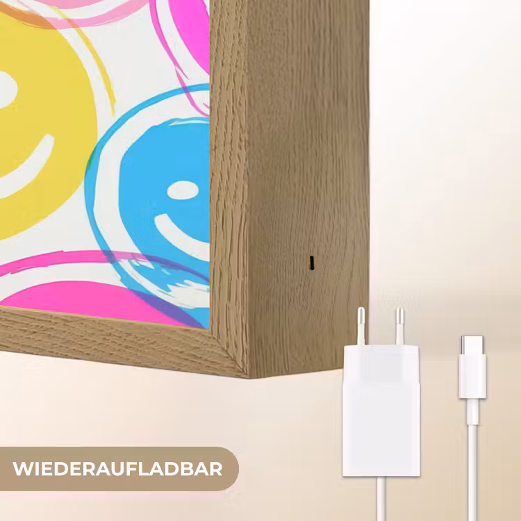Smileys - Kleurrijk - Neon Light Box met batterij (Wandlamp kind) middel -USP_websiteoplaadbaarDE