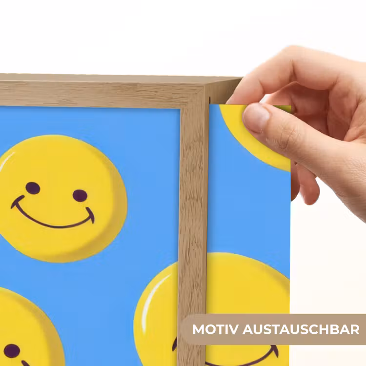 Smileys - Geel - Blauw Light Box met batterij (Wandlamp kind) middel -USP_websiteprintDE