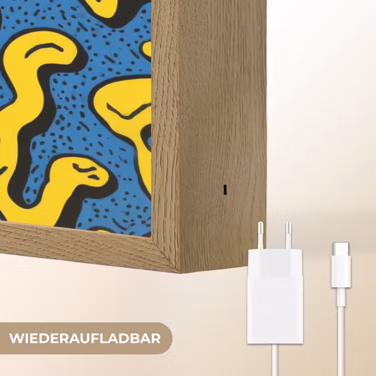 Smileys - Geel - Blauw Light Box met batterij (Wandlamp kind) middel -USP_websiteoplaadbaarDE