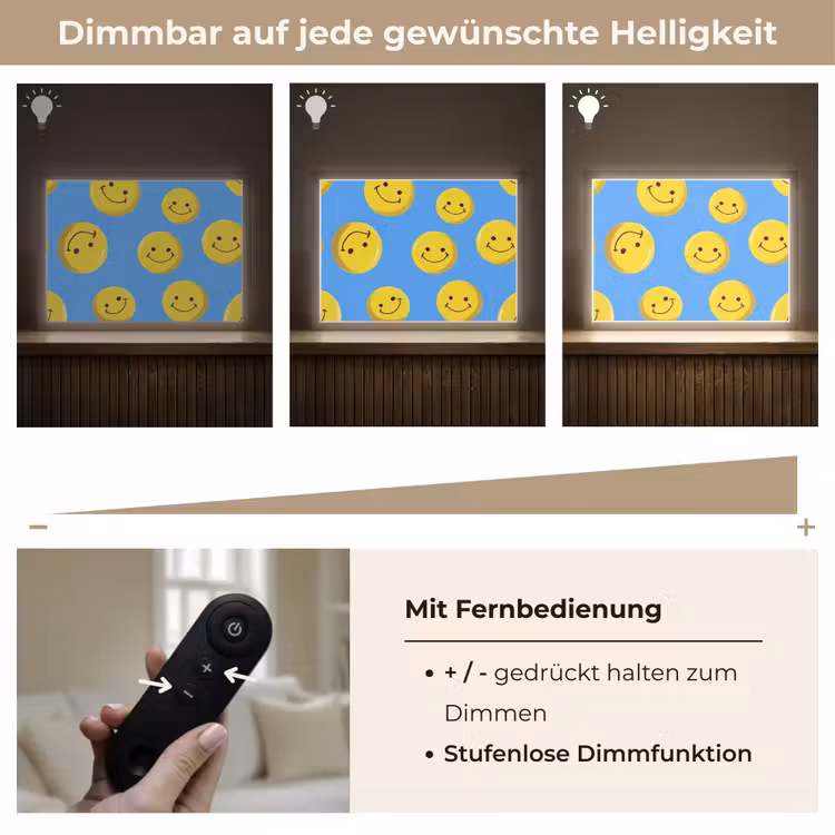 Smileys - Geel - Blauw Light Box met batterij (Wandlamp kind) middel -USP_dimbaarDE