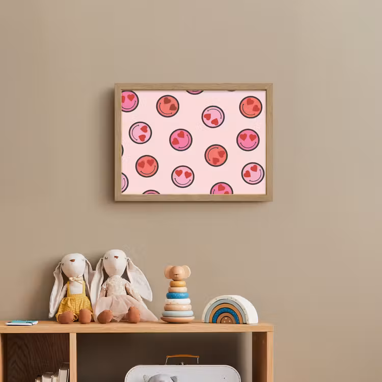 Smileys - Hartjes - Roze Light Box met batterij (Wandlamp kind) middel -sfeer2_kind