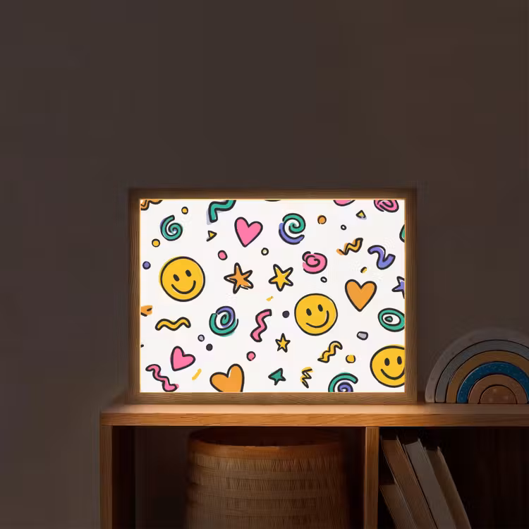 Smileys - Pictogrammen - Kleurrijk Light Box met batterij (Wandlamp kind) middel -sfeer1_kind