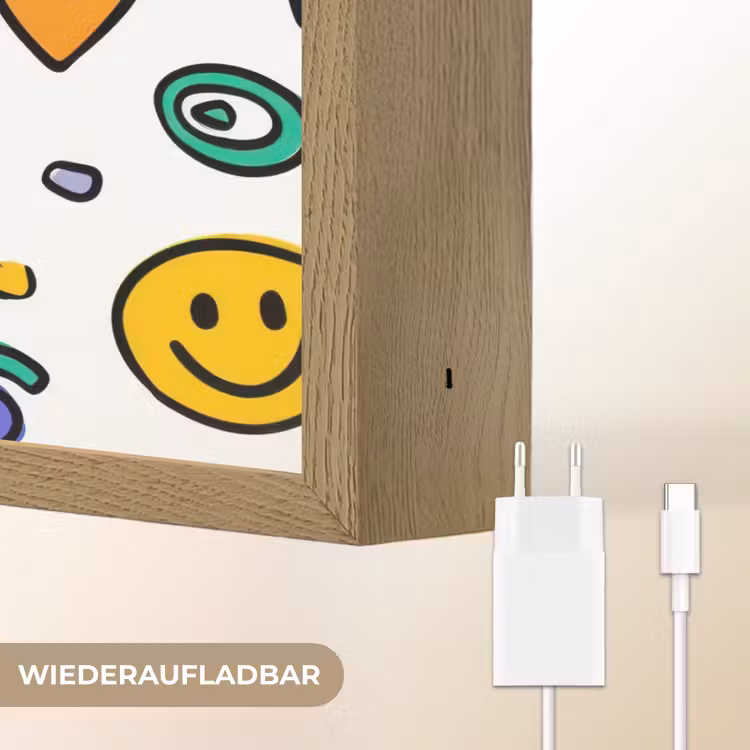 Smileys - Pictogrammen - Kleurrijk Light Box met batterij (Wandlamp kind) middel -USP_websiteoplaadbaarDE