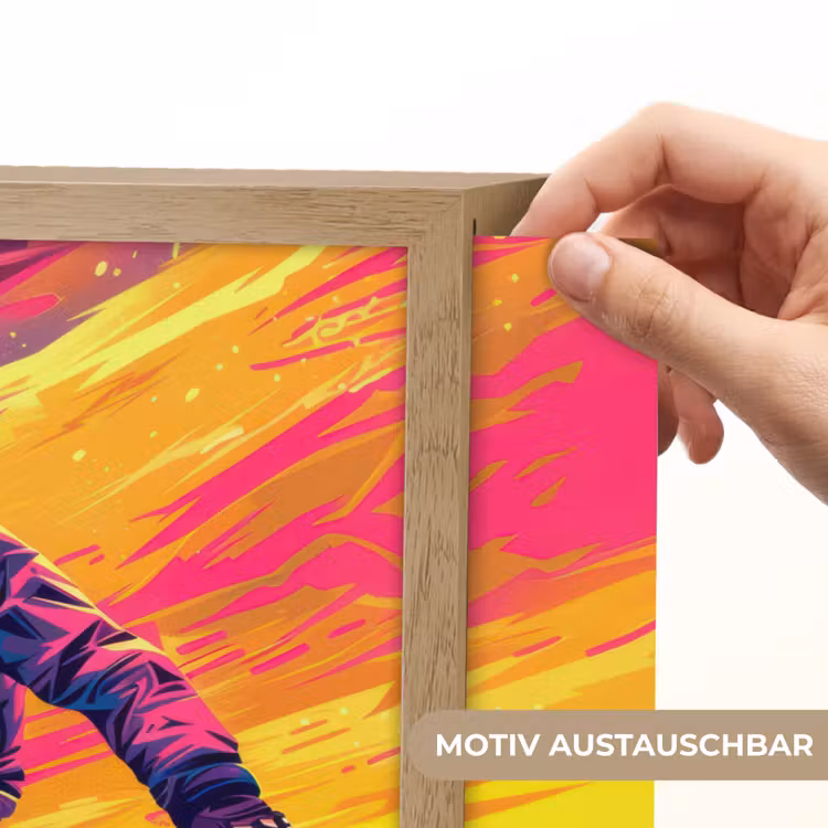 Snowboarden - Sneeuw - Kleurrijk Light Box met batterij (Wandlamp kind) middel -USP_websiteprintDE