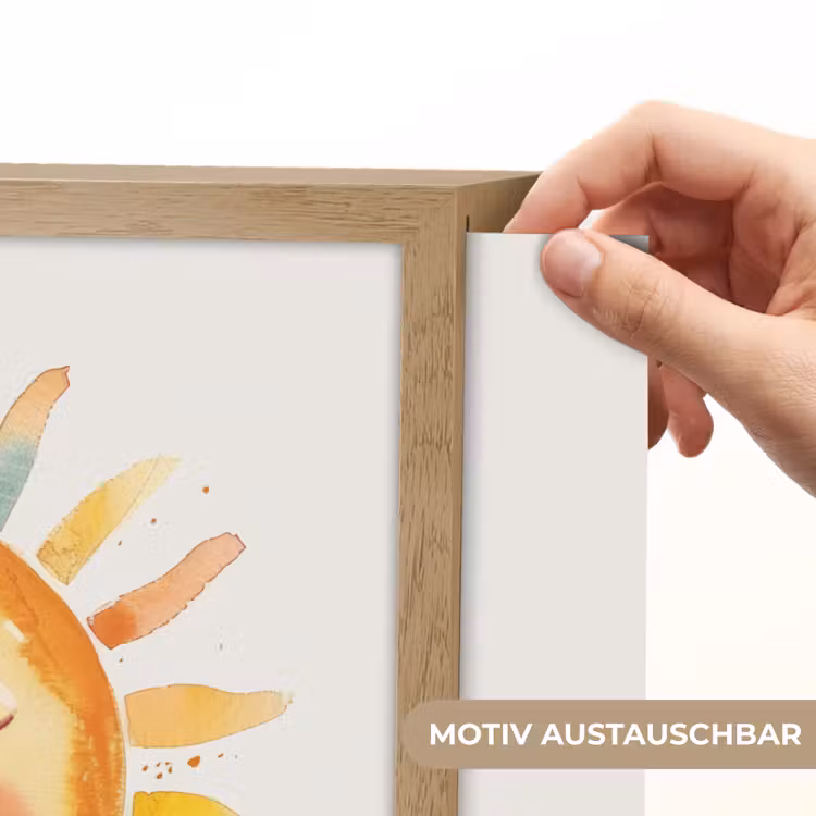 Zon - Watercolor - Geel Light Box met batterij (Wandlamp kind) middel -USP_websiteprintDE