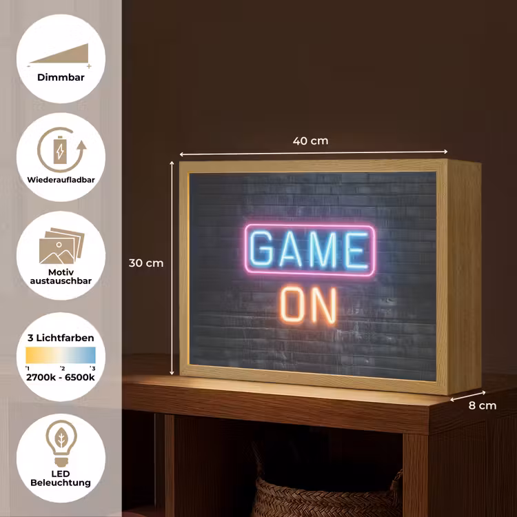 Game on - Neon - Muur Light Box met batterij (Wandlamp kind) middel -USP_websiteoverzichtDE