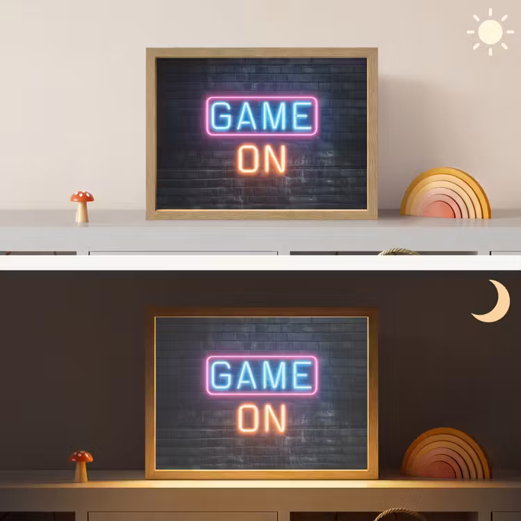 Game on - Neon - Muur Light Box met batterij (Wandlamp kind) middel -sfeer3_kind