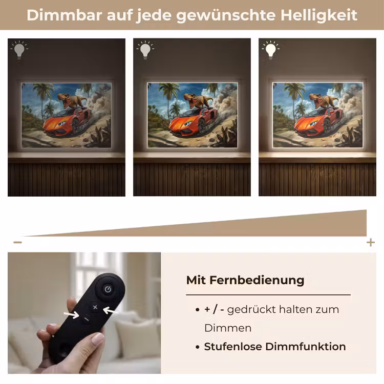 Sportauto - Rood - Dino Light Box met batterij (Wandlamp kind) middel -USP_dimbaarDE
