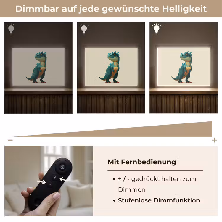 Stekels - Dino - Blauw - Gespierd Light Box met batterij (Wandlamp kind) middel -USP_dimbaarDE