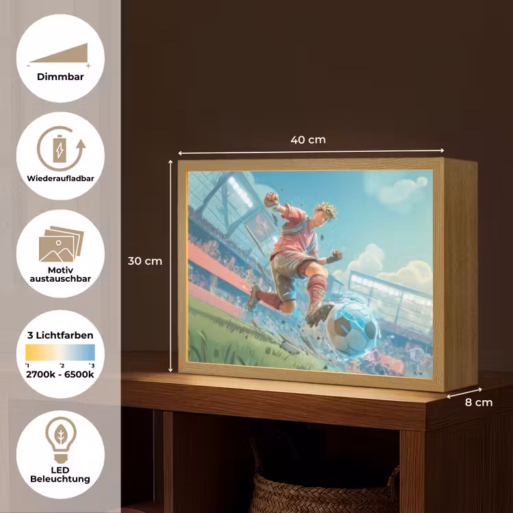 Stadion - Voetbal - Jongen - Rood Light Box met batterij (Wandlamp kind) middel -USP_websiteoverzichtDE