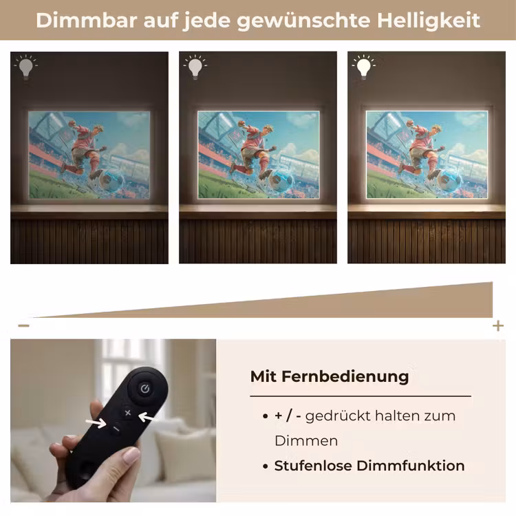 Stadion - Voetbal - Jongen - Rood Light Box met batterij (Wandlamp kind) middel -USP_dimbaarDE
