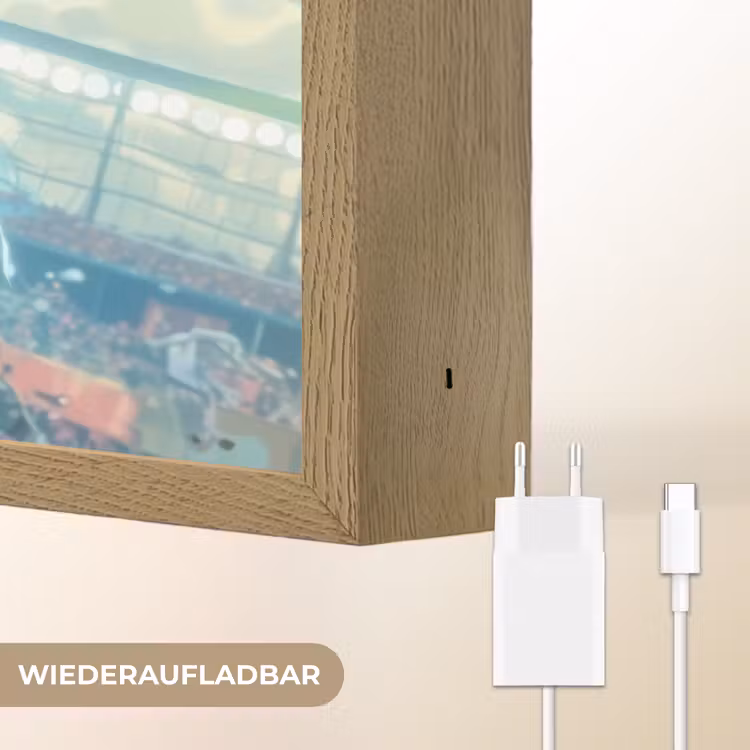 Stadion - Voetbal - Jongen - Rood Light Box met batterij (Wandlamp kind) middel -USP_websiteoplaadbaarDE