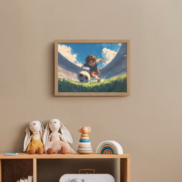 Stadion - Voetballer - Bal Light Box met batterij (Wandlamp kind) middel -sfeer2_kind