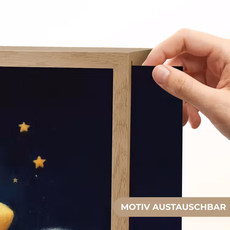 Ster - Gezichtje - Nacht - Wolken Light Box met batterij (Wandlamp kind) middel -USP_websiteprintDE