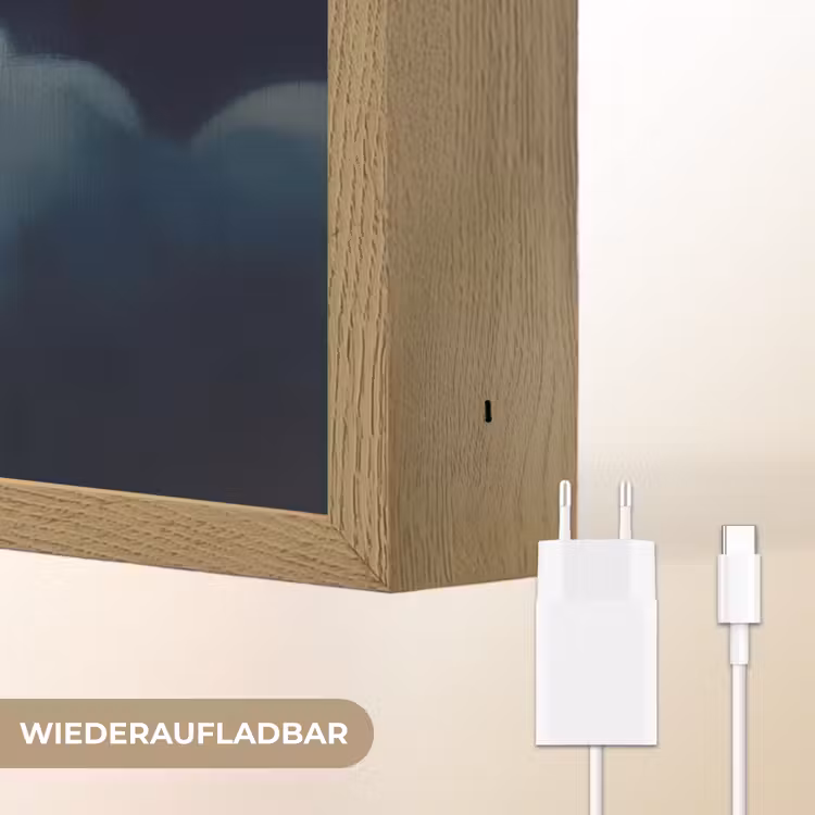 Ster - Gezichtje - Nacht - Wolken Light Box met batterij (Wandlamp kind) middel -USP_websiteoplaadbaarDE