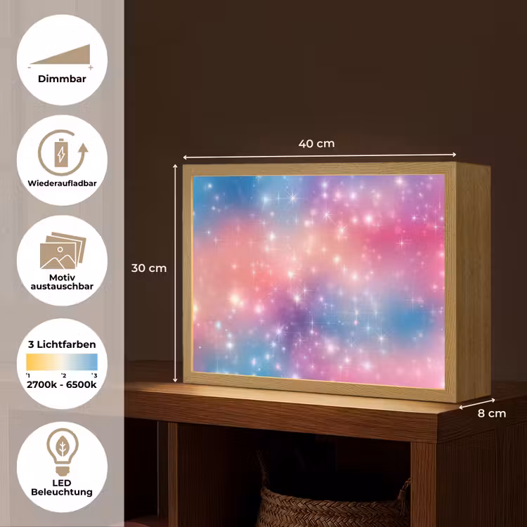 Sterren - Abstract - Kleuren Light Box met batterij (Wandlamp kind) middel -USP_websiteoverzichtDE