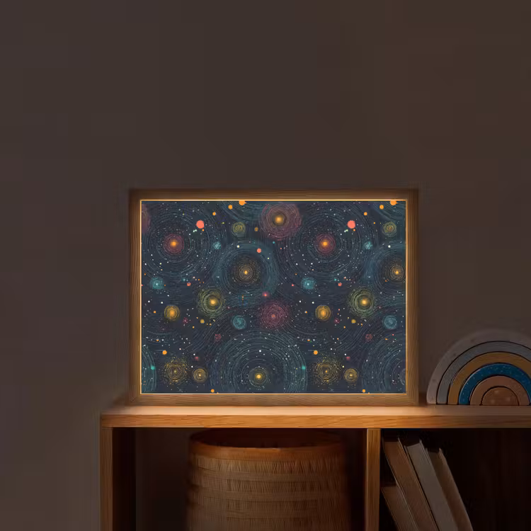 Sterren - Kleurrijk - Lichtgevende kernen Light Box met batterij (Wandlamp kind) middel -sfeer1_kind