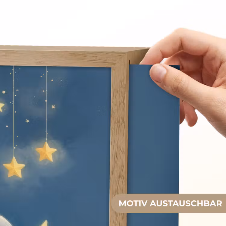 Sterren - Olifant - Maan - Wolken Light Box met batterij (Wandlamp kind) middel -USP_websiteprintDE
