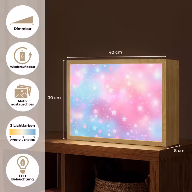 Sterren - Roze - Blauw Light Box met batterij (Wandlamp kind) middel -USP_websiteoverzichtDE