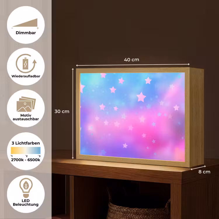 Sterren - Roze - Blauw Light Box met batterij (Wandlamp kind) middel -USP_websiteoverzichtDE
