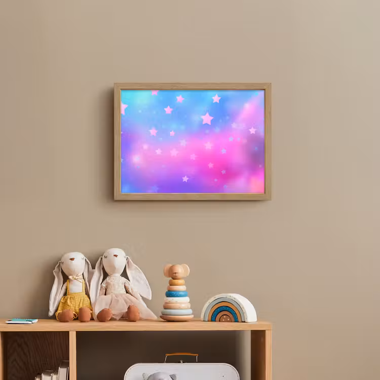 Sterren - Roze - Blauw Light Box met batterij (Wandlamp kind) middel -sfeer2_kind