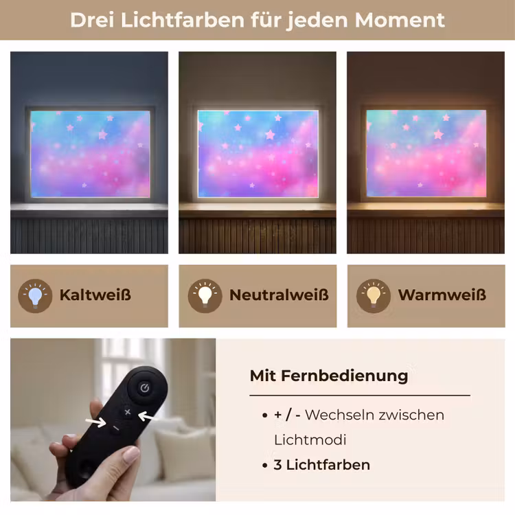 Sterren - Roze - Blauw Light Box met batterij (Wandlamp kind) middel -USP_lichtkleurDE