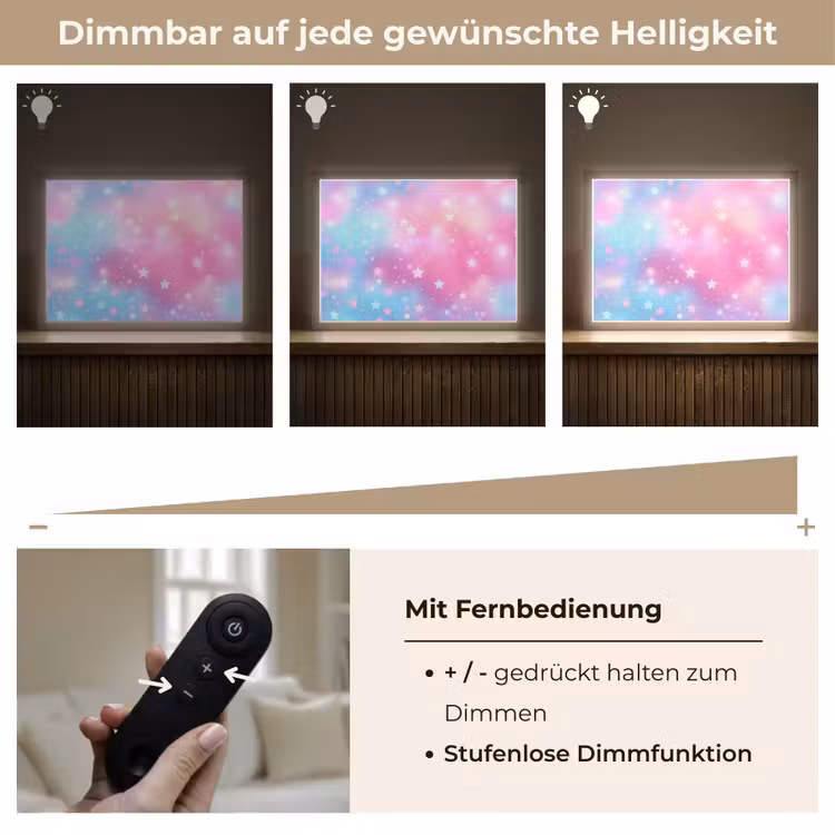 Sterren - Roze - Blauw Light Box met batterij (Wandlamp kind) middel -USP_dimbaarDE