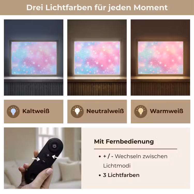 Sterren - Roze - Blauw Light Box met batterij (Wandlamp kind) middel -USP_lichtkleurDE