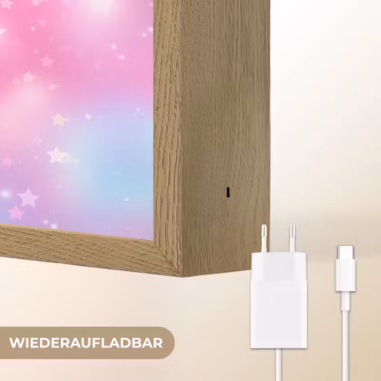 Sterren - Roze - Blauw Light Box met batterij (Wandlamp kind) middel -USP_websiteoplaadbaarDE