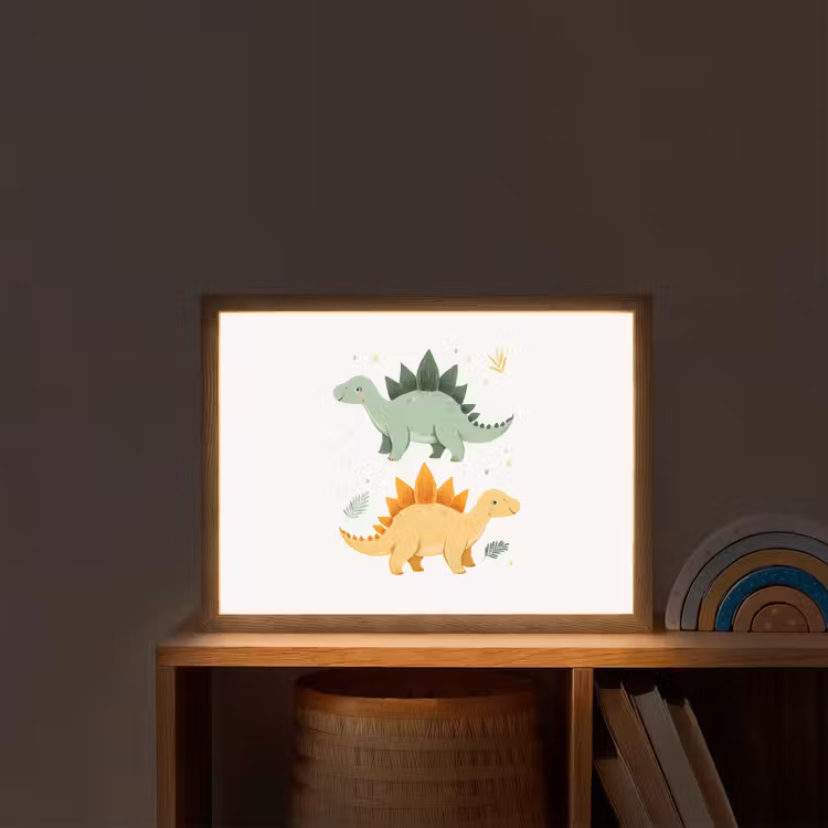 Sterren - Stegosaurussen - Blaadjes - Groen Light Box met batterij (Wandlamp kind) middel -sfeer1_kind