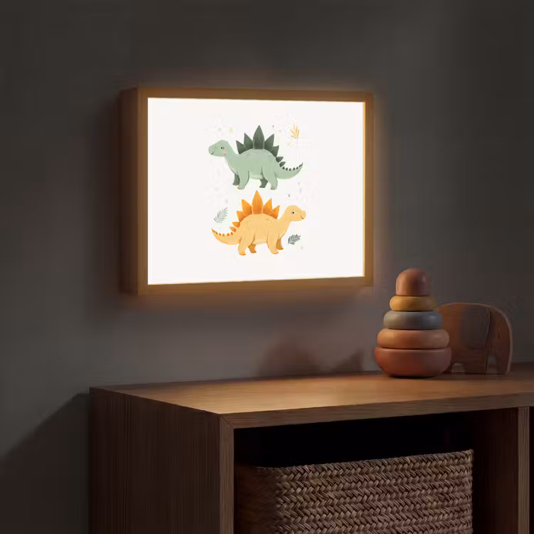 Sterren - Stegosaurussen - Blaadjes - Groen Light Box met batterij (Wandlamp kind) middel -sfeer5_kind