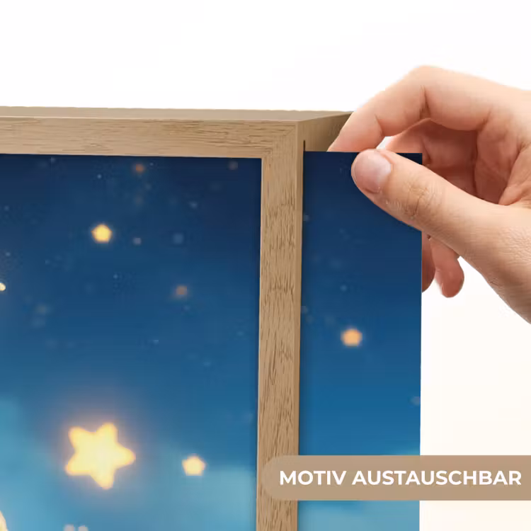Knuffel - Monster - Maan - Wolken Light Box met batterij (Wandlamp kind) middel -USP_websiteprintDE