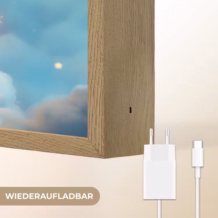 Knuffel - Monster - Maan - Wolken Light Box met batterij (Wandlamp kind) middel -USP_websiteoplaadbaarDE