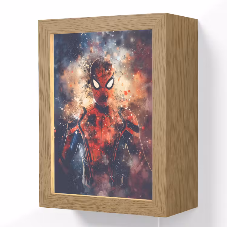 Superheld - Jongens - Rook - Kleuren Light Box met kabel (Wandlamp kind) klein -3d