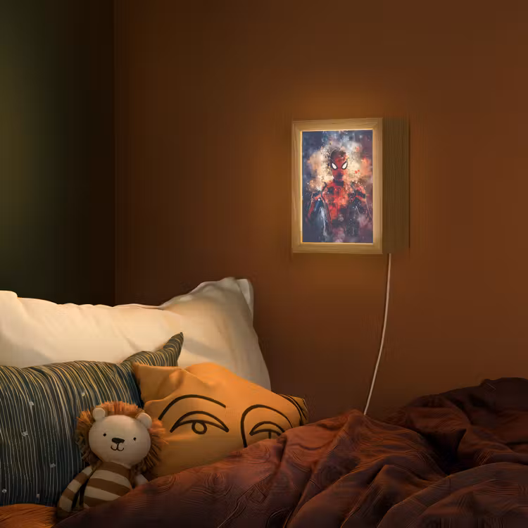 Superheld - Jongens - Rook - Kleuren Light Box met kabel (Wandlamp kind) klein -sfeer1_kind