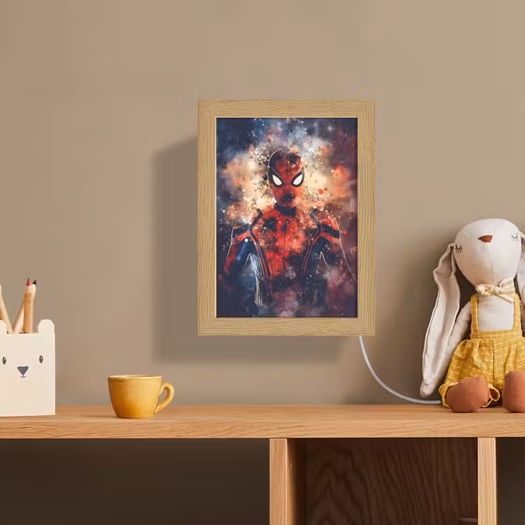 Superheld - Jongens - Rook - Kleuren Light Box met kabel (Wandlamp kind) klein -sfeer2_kind