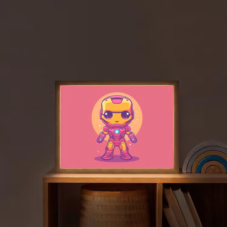 Superheld - Jongens - Rood - Paars Light Box met batterij (Wandlamp kind) middel -sfeer1_kind