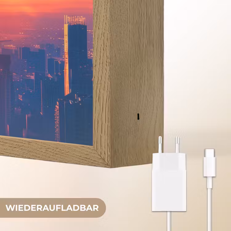 Superheld - Stad - Jongens - Kleurrijk - Zon Light Box met batterij (Wandlamp kind) middel -USP_websiteoplaadbaarDE
