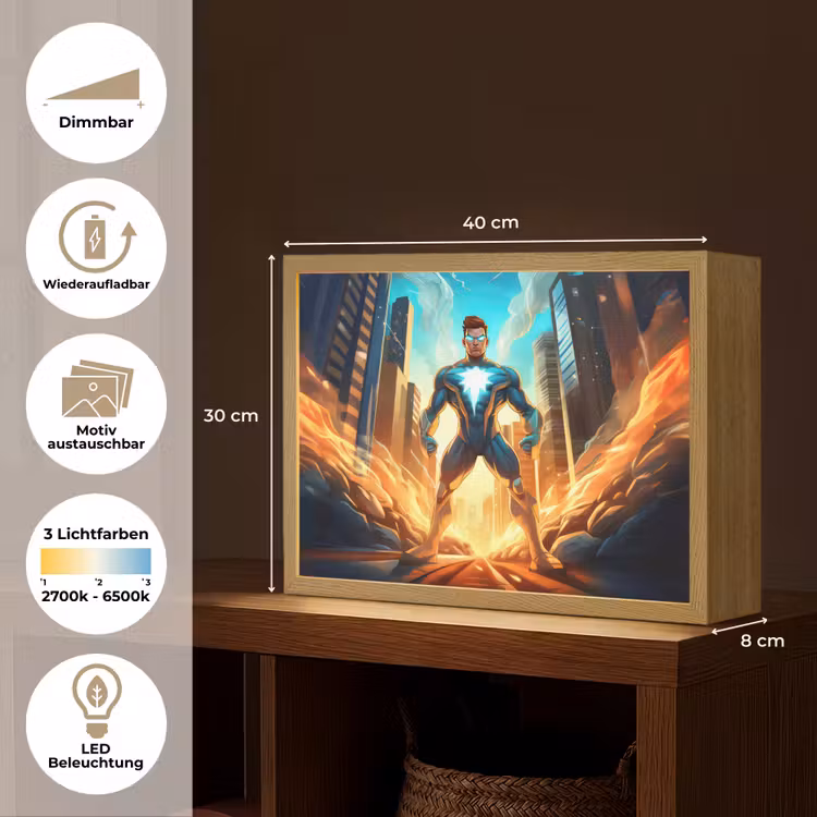 Superhelden - Kinderen - Jongens Light Box met batterij (Wandlamp kind) middel -USP_websiteoverzichtDE