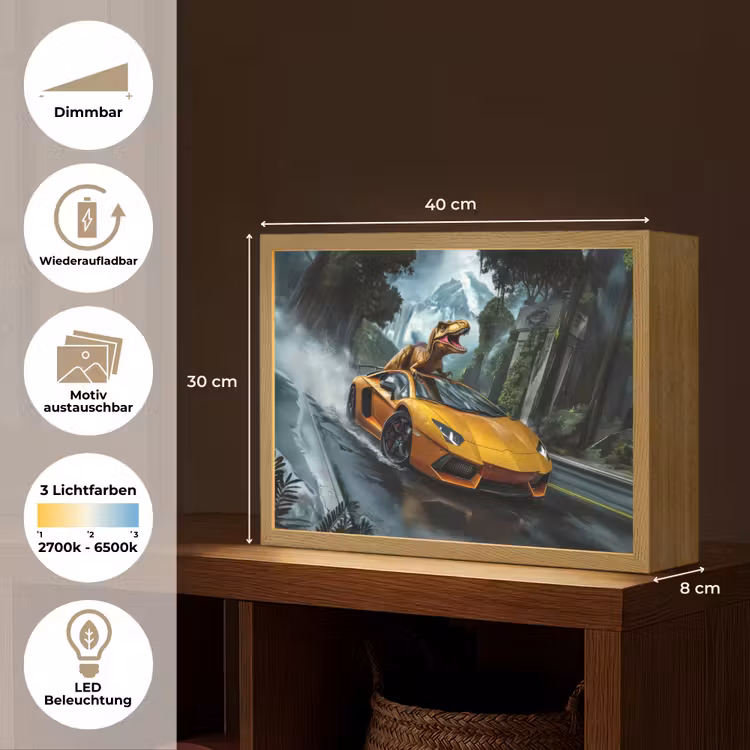 T-Rex - Auto - Regenwoud Light Box met batterij (Wandlamp kind) middel -USP_websiteoverzichtDE